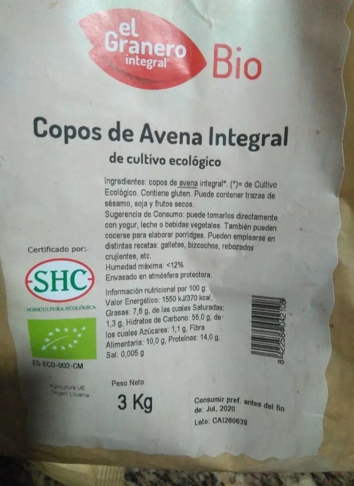 Copos de avena integral