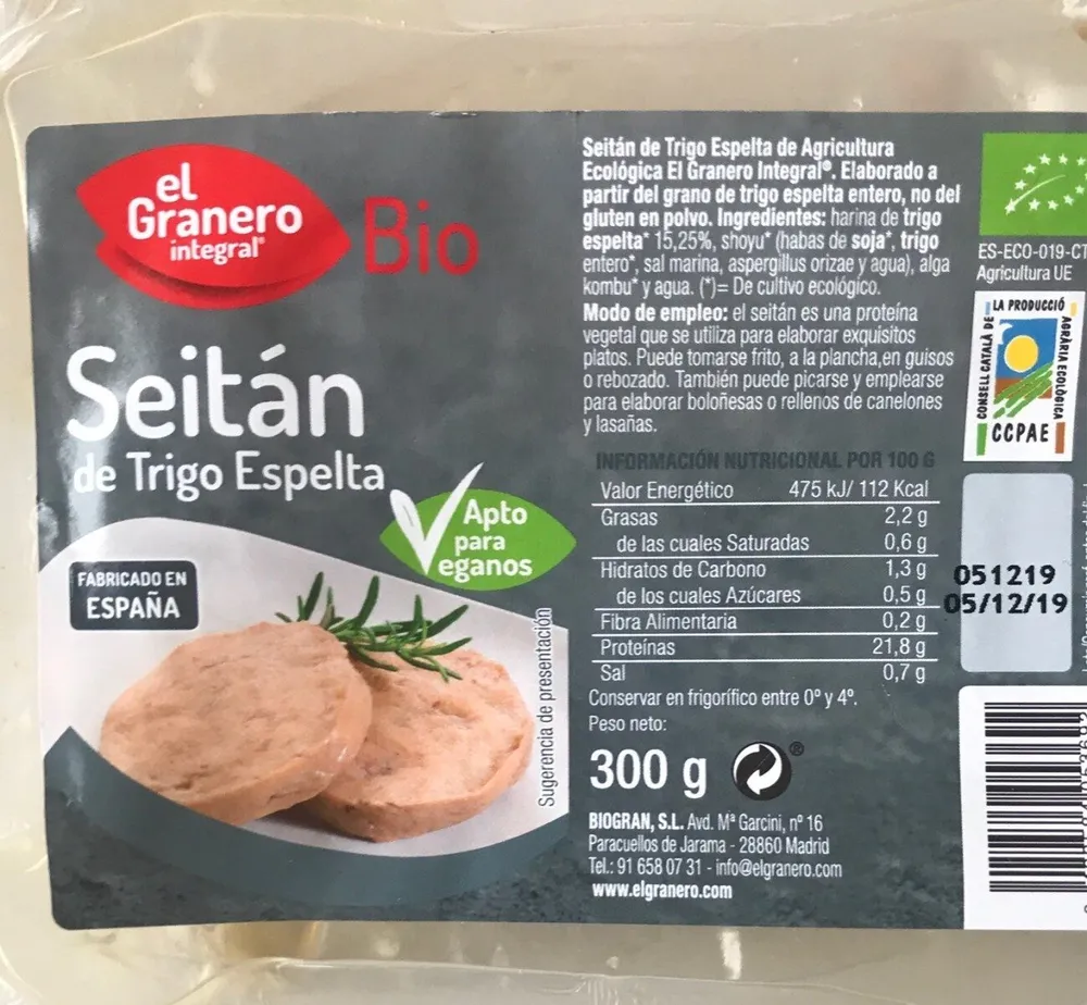 Seitan de trigo espelta