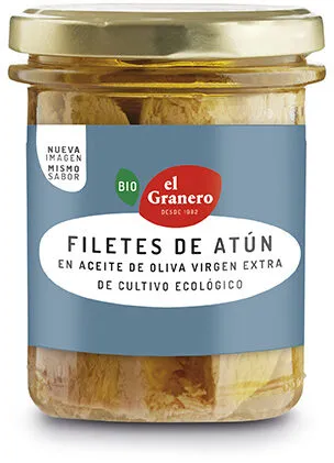Filetes de atún en aceite de oliva virgen extra ecológico