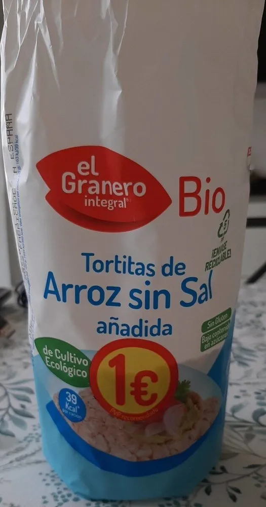 Tortitas de arroz sin sal añadida
