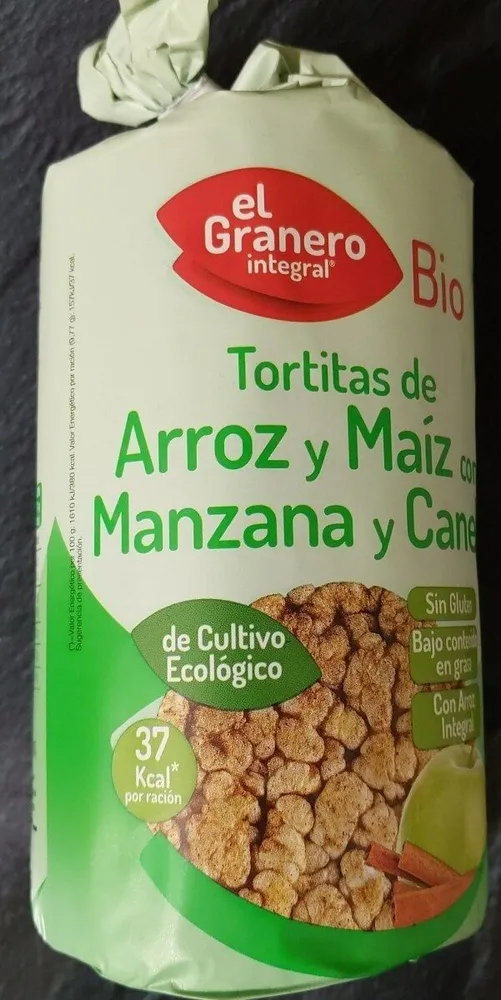 Tortitas de arroz y maiz con manzana y canela