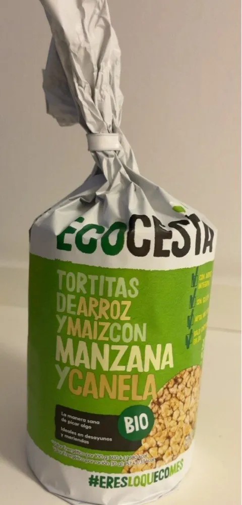 Tortitas de arroz y maíz con manzana y canela