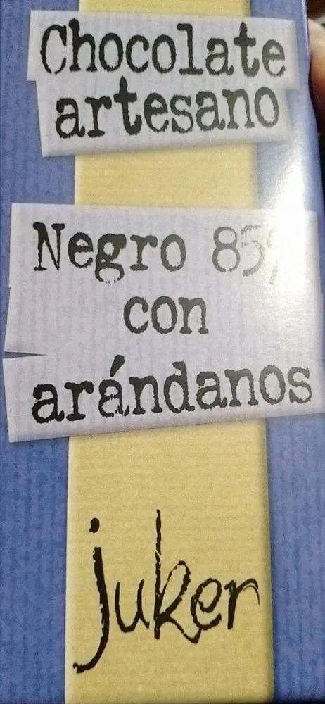 Chocolate artesano negro 85% con arandanos