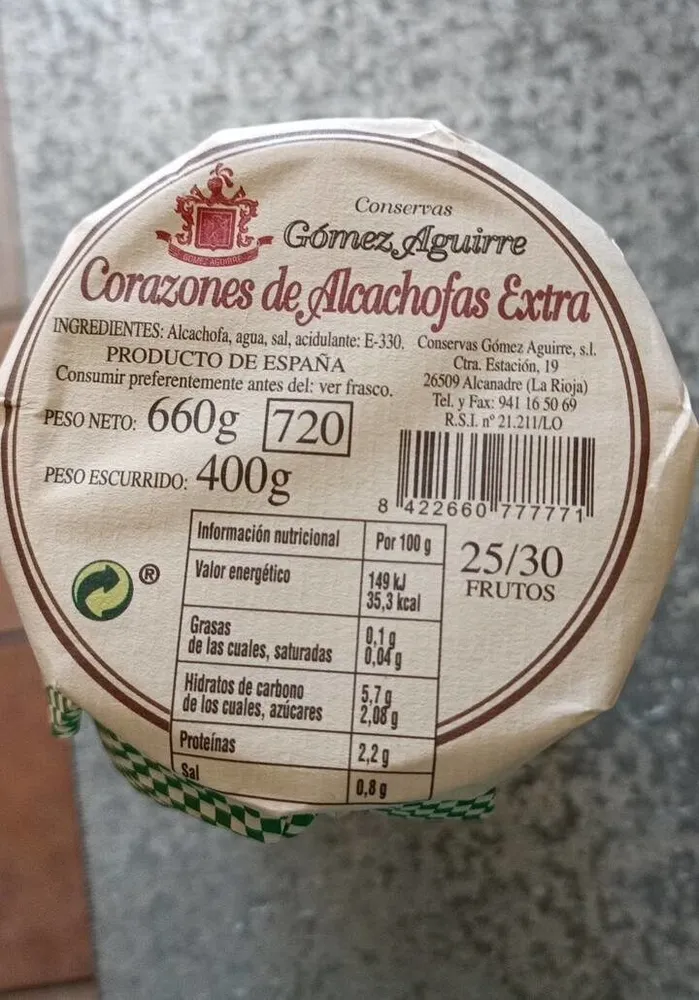 Corazones de alcachofas rxtra