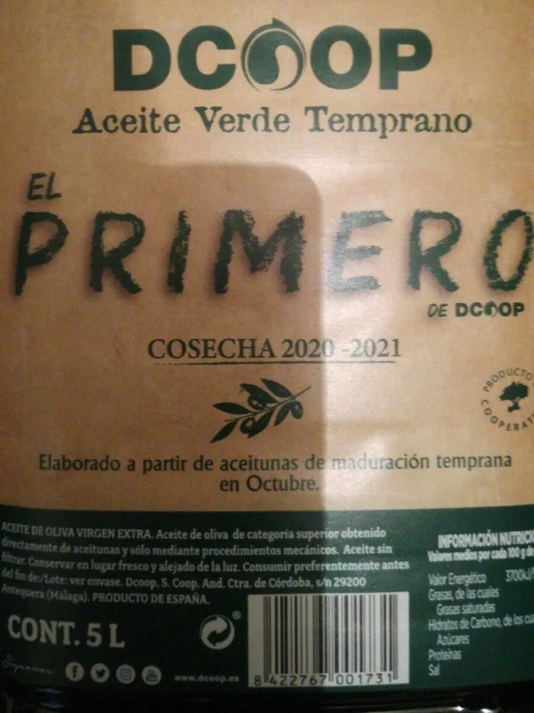 Aceite verde temprano