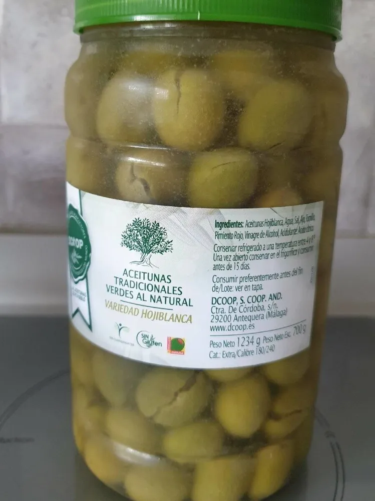 Aceitunas tradicionales verdes al natural