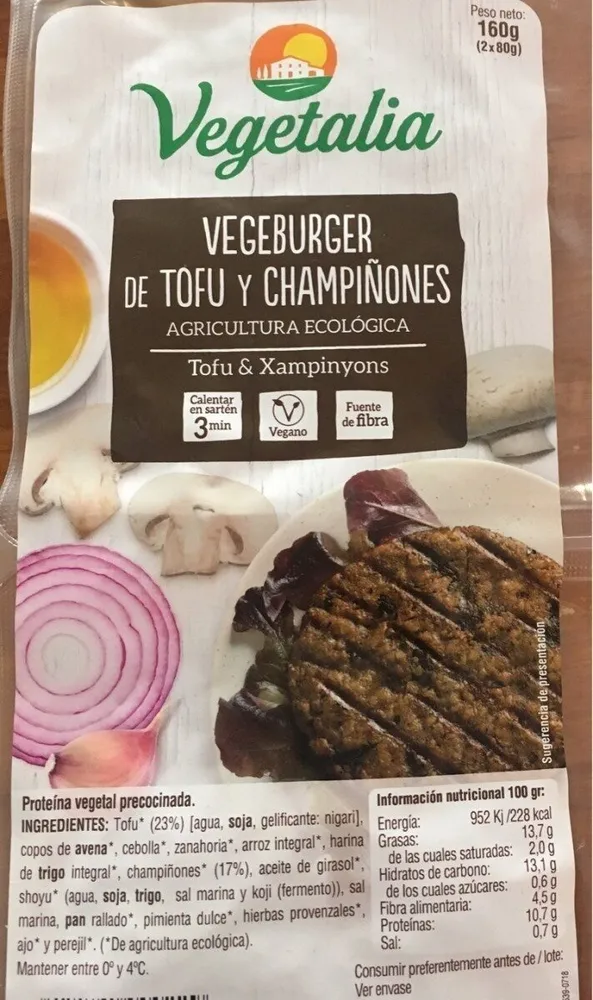 Vegeburger de tofu y champiñones
