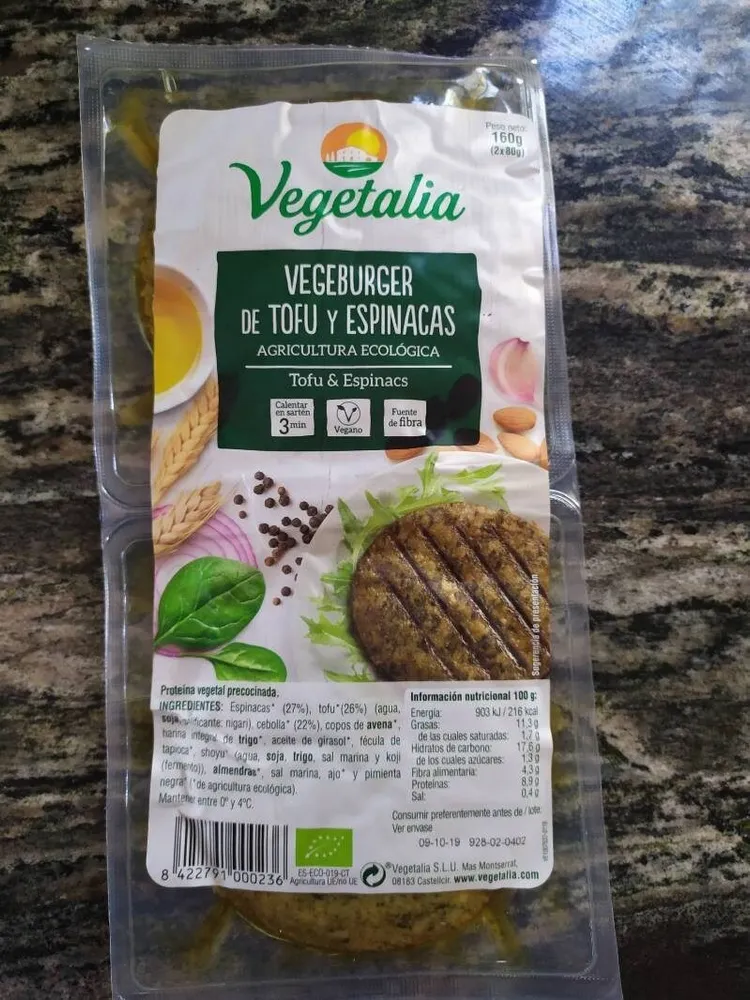 Vegeburguer de tofu y espinas