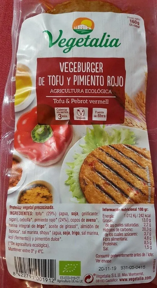 Vegeburger de Tofu y Pimiento rojo