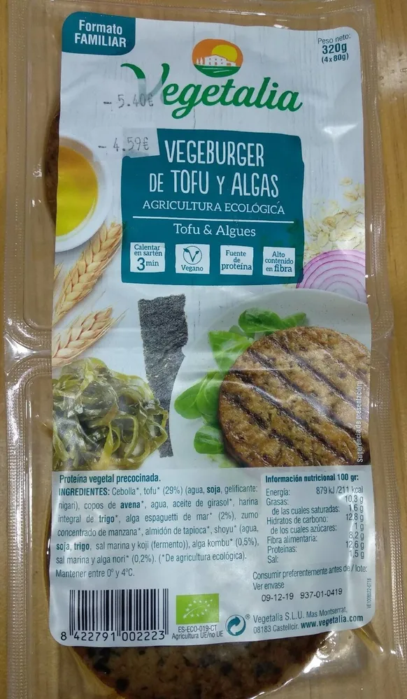 Vegeburger de Tofu y Algas
