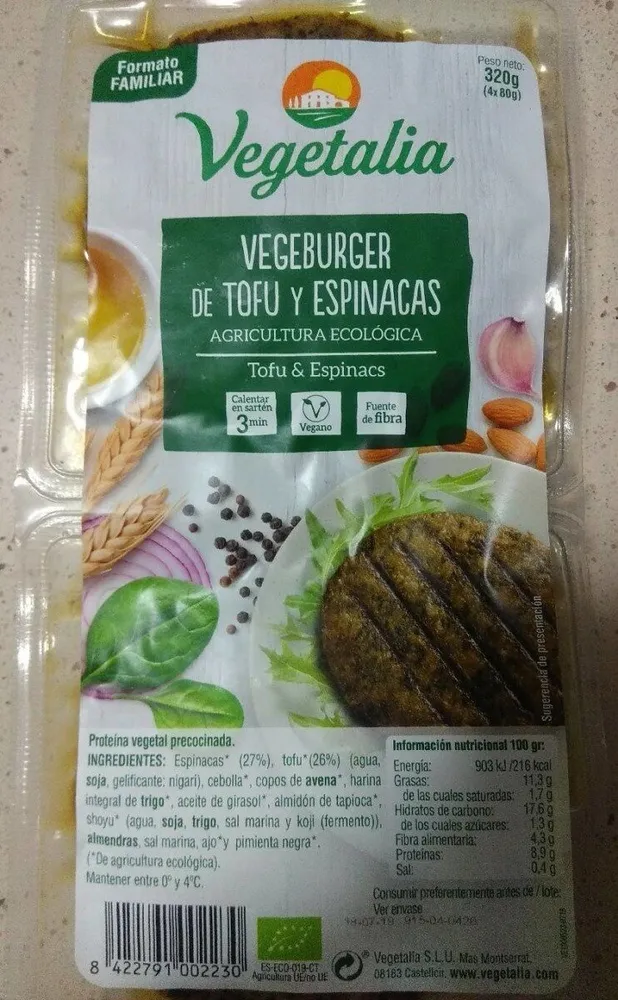 Vegeburger de tofu y espinacas