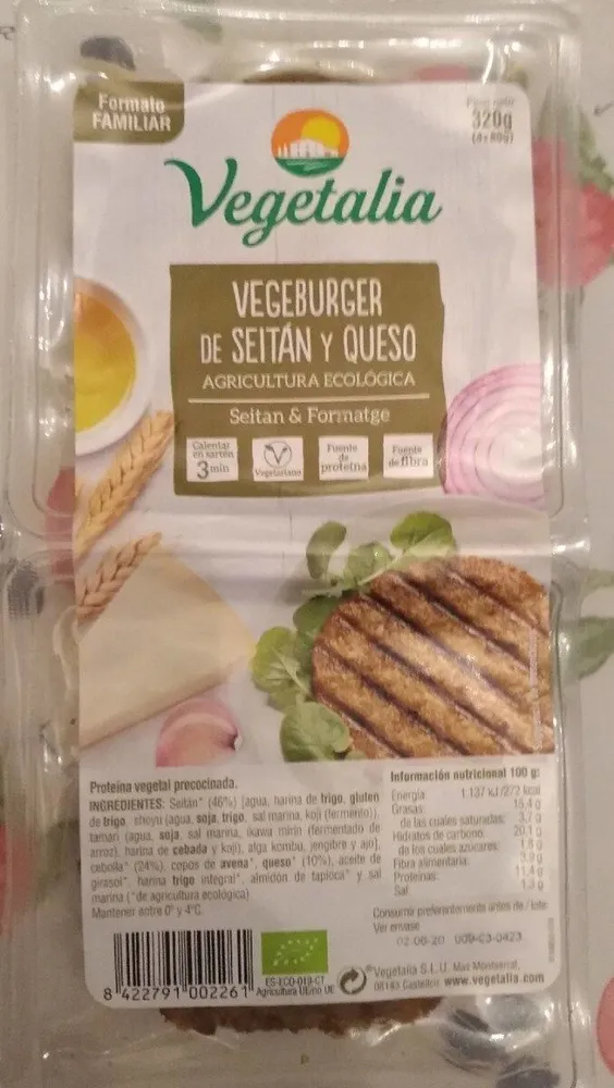 Vegeburger de seitán y queso.