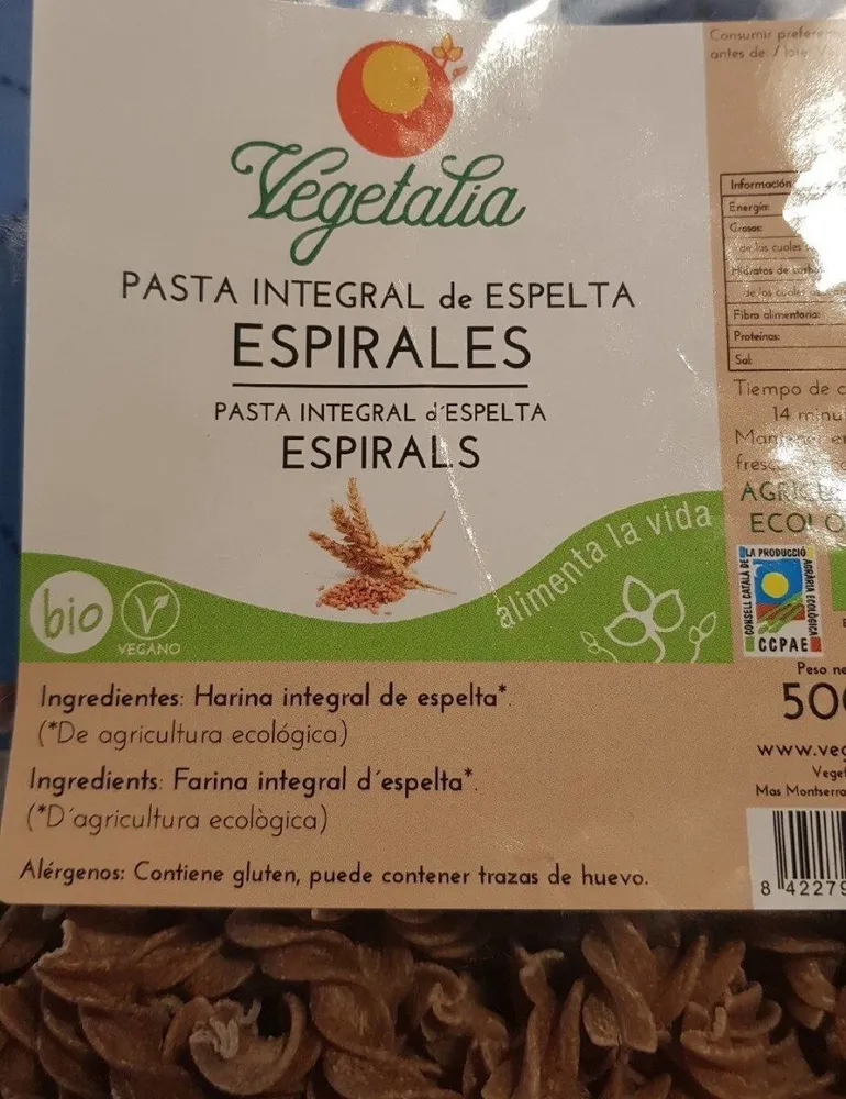 Pasta integral de espelta