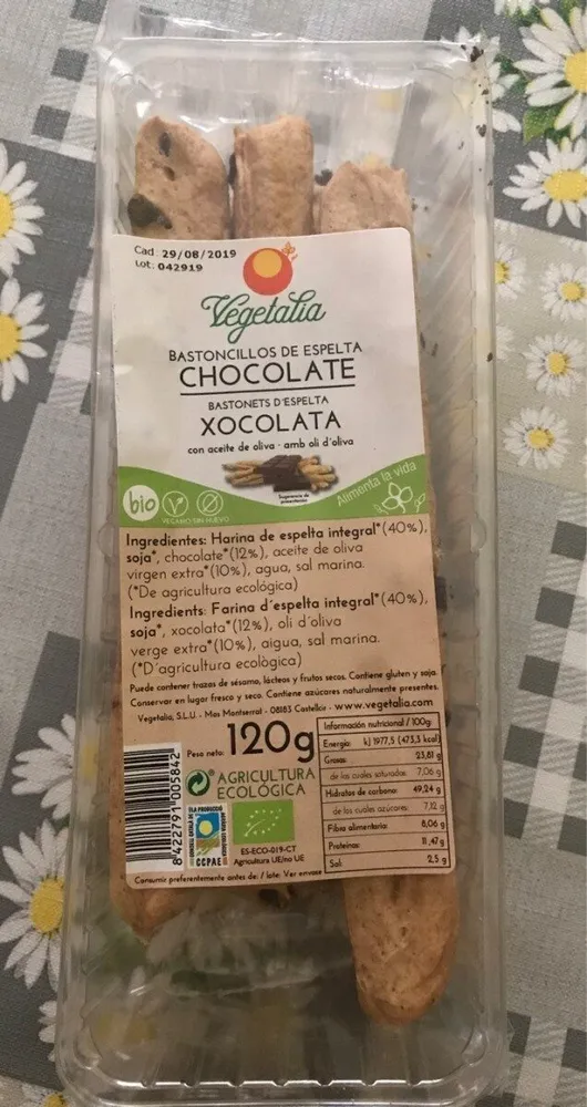 Bastoncillos de espelta chocolate