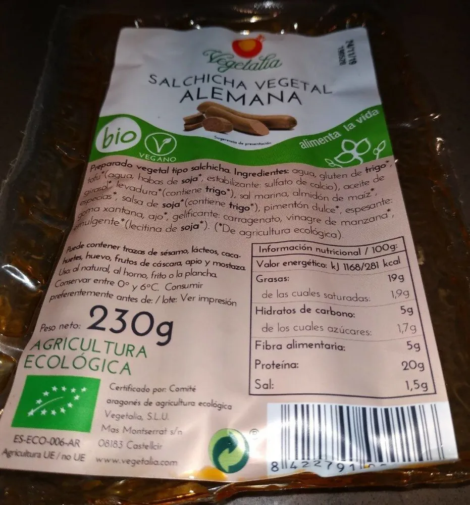 Salsicha alemana vegetal