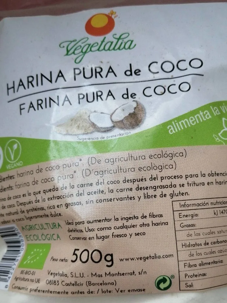 Harina pura de coco