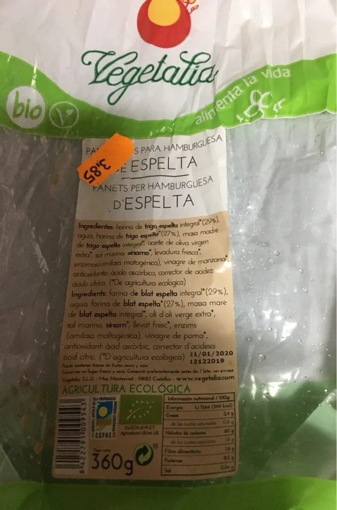 Pan hamburguesa espelta