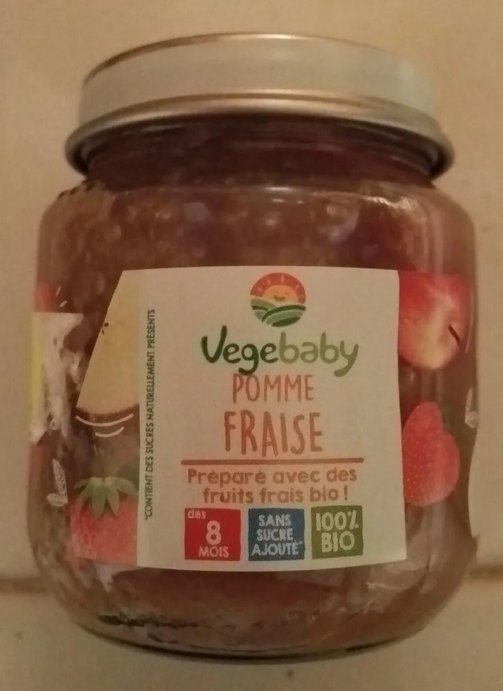Purée de pommes fraises bio