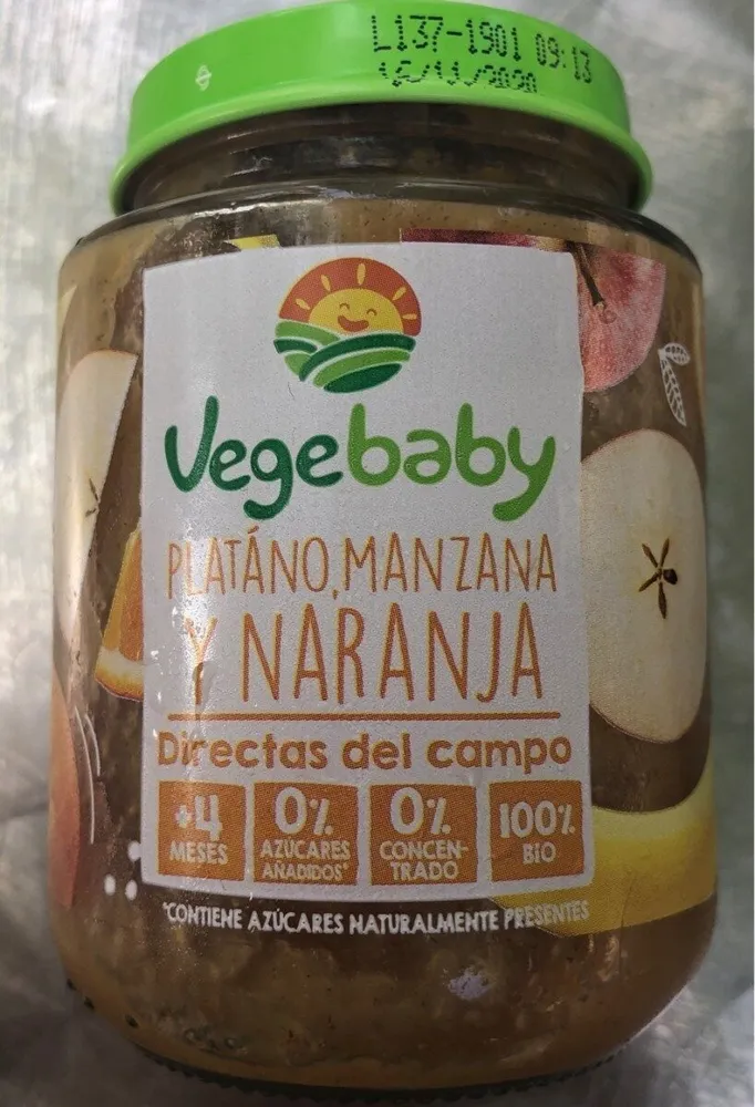 Vegebaby plátano, manzana y naranja