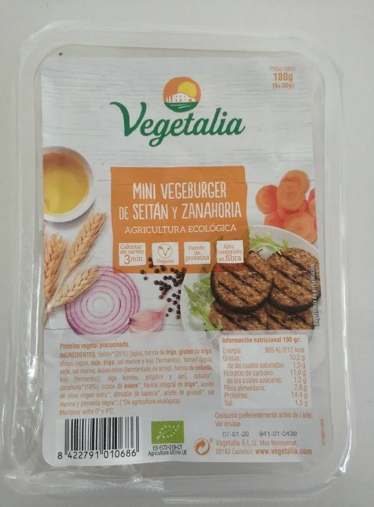 Mini Vegeburger de seitán y zanahoria