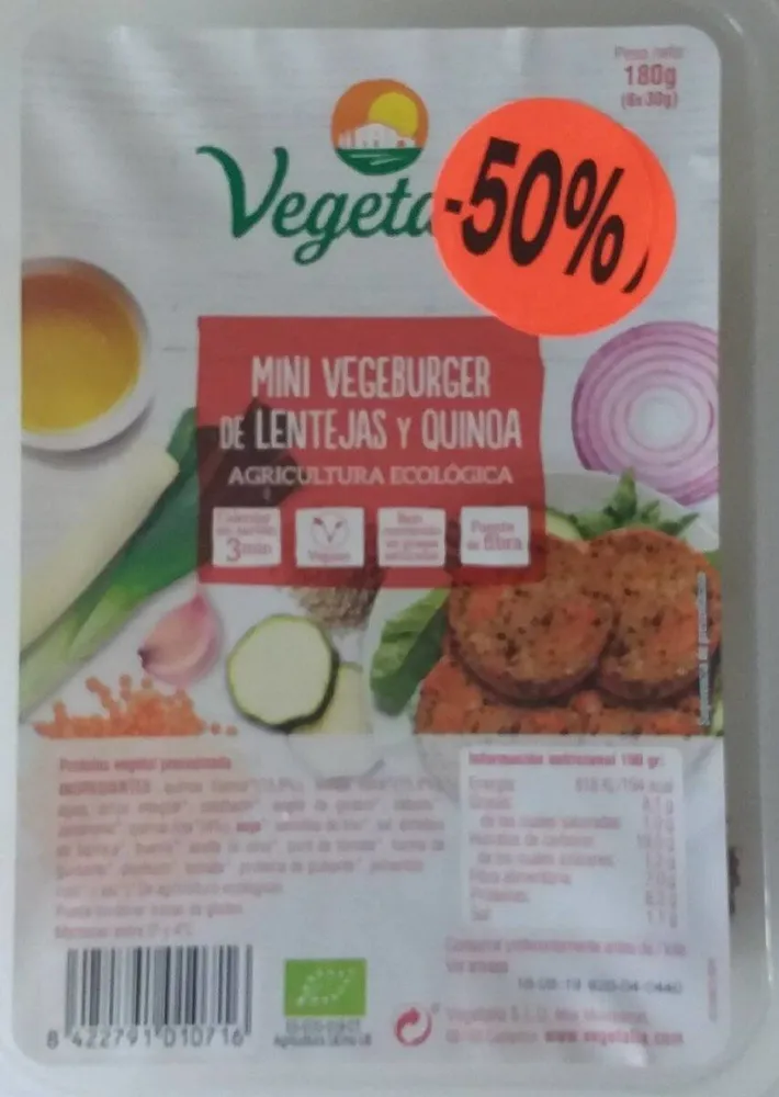 Mini Vegeburger de lentejas y quinoa