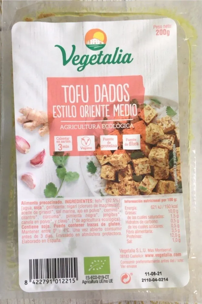 Tofu dados estilo oriente medio