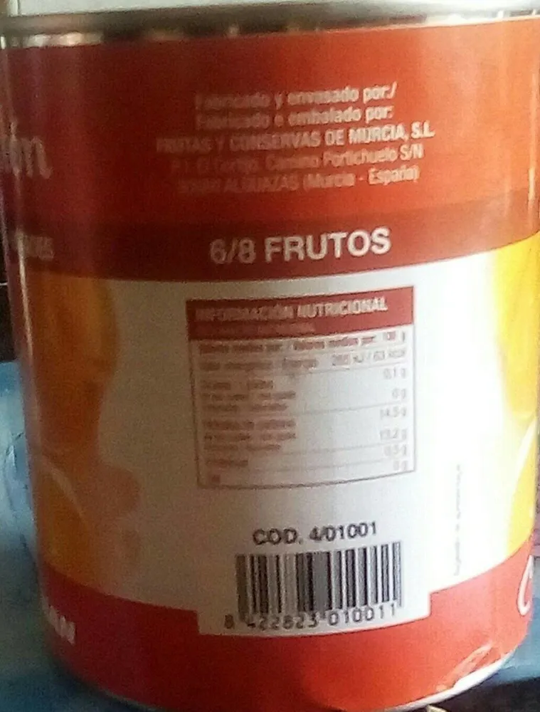 Melocoton en almibar ligero-mitades