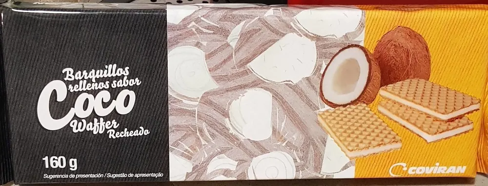 Barquillos rellenos sabor coco
