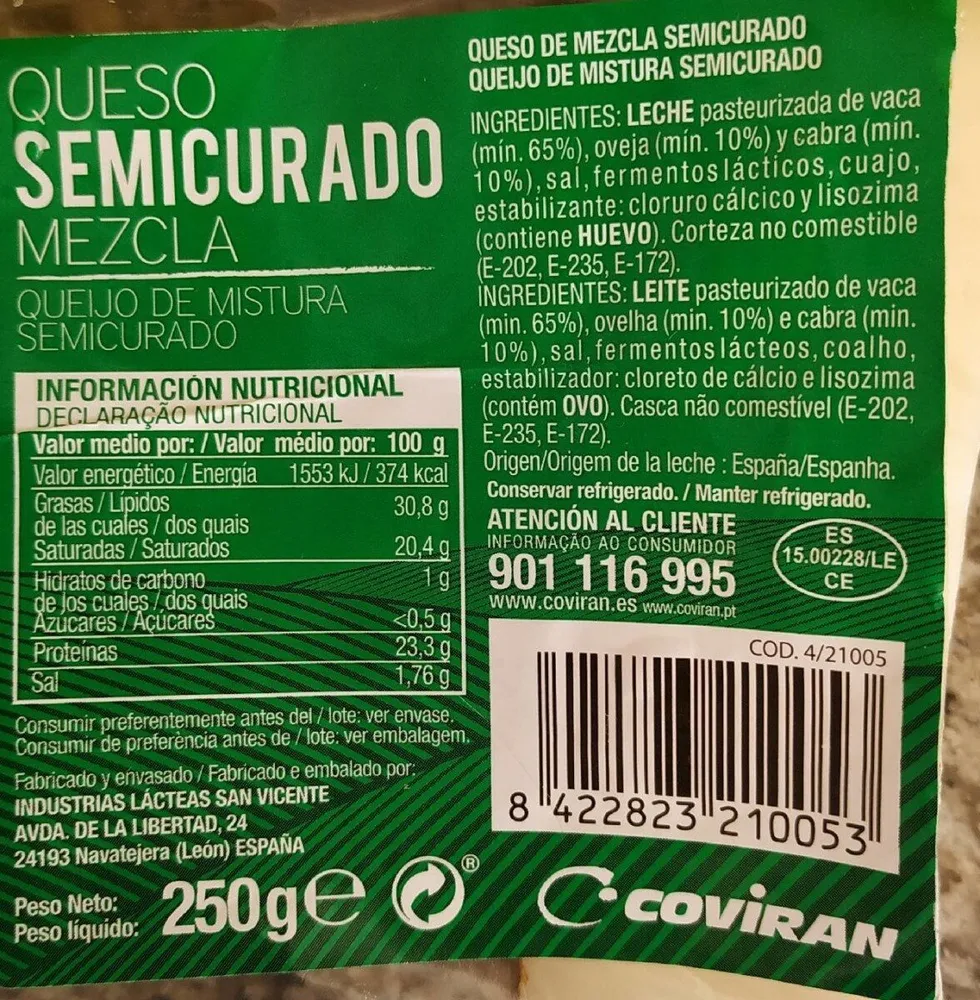 Queso semicurado mezcla