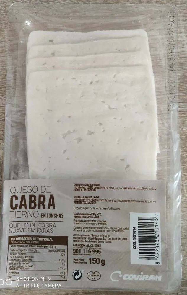 Queso de cabra tierno en lonchas