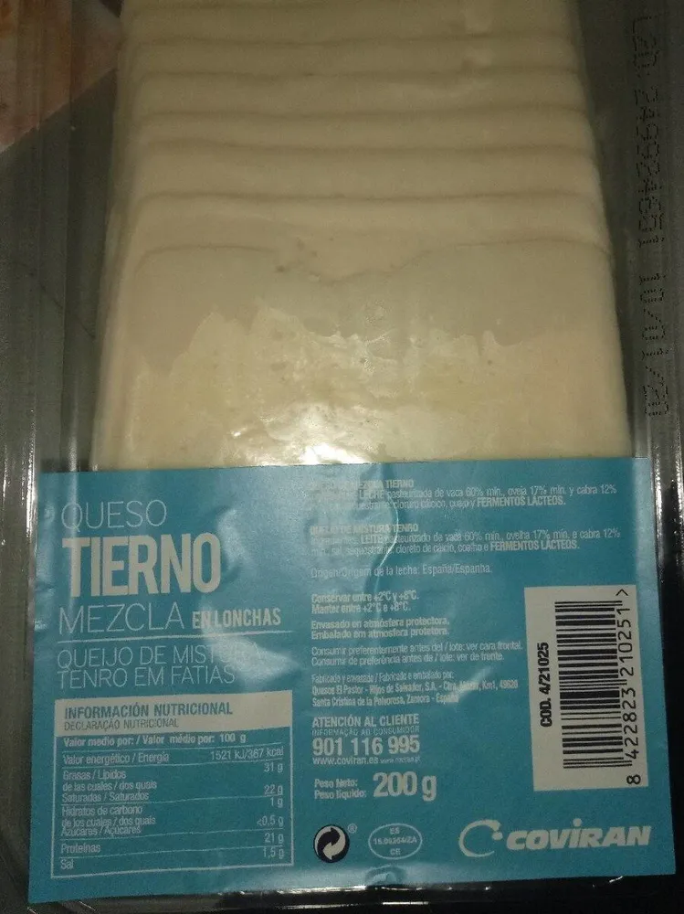 Queso tierno en lonchas