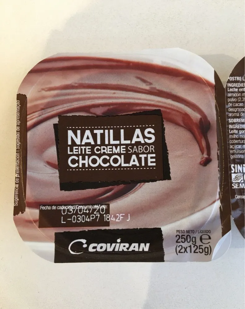Natillas leite creme sabor chocolate