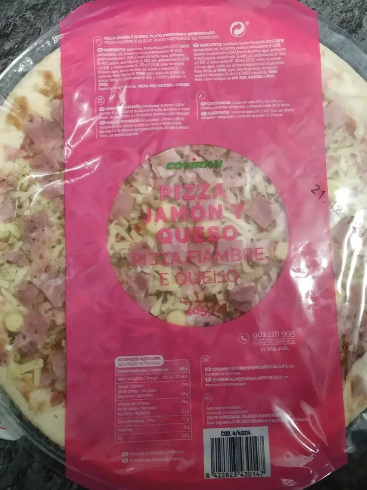 Pizza jamón y queso