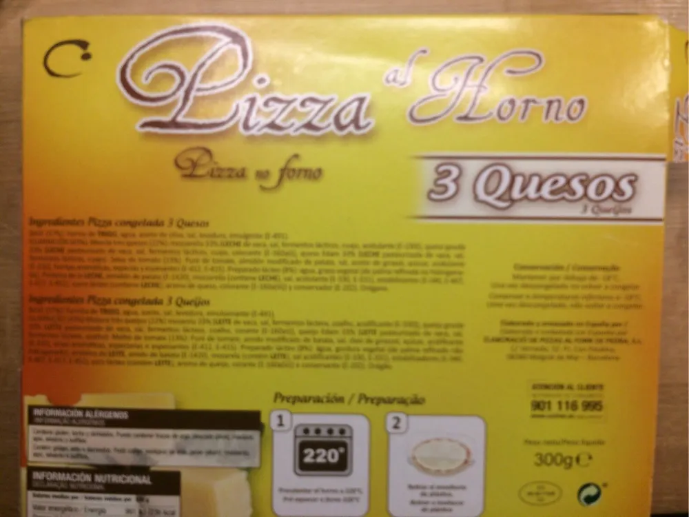Pizza al horno 3 quesos