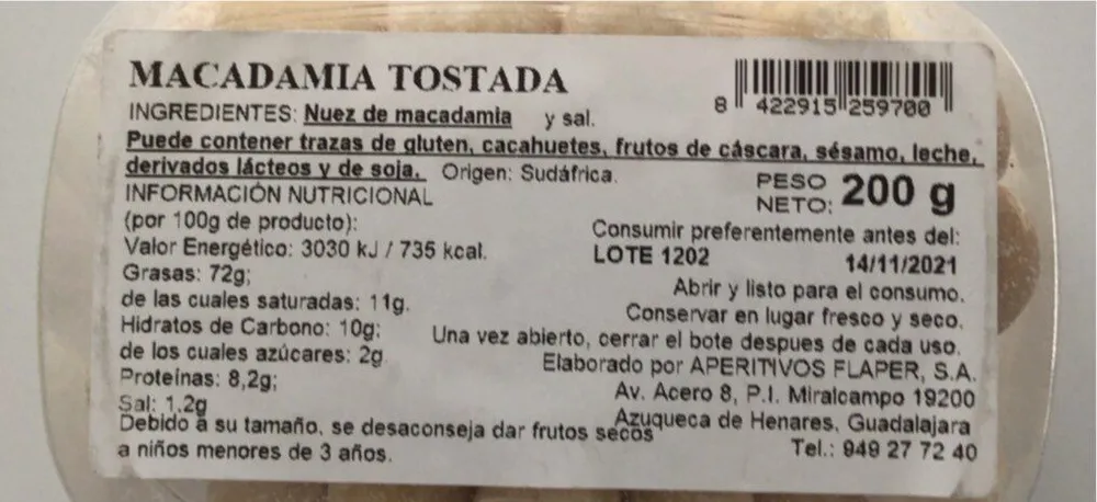 Macadamia tostada