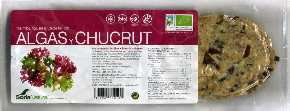 Hamburguesas vegetales Algas y chucrut
