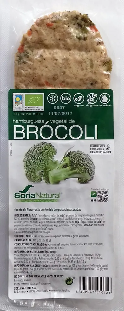 Hamburguesa vegetal de brócoli
