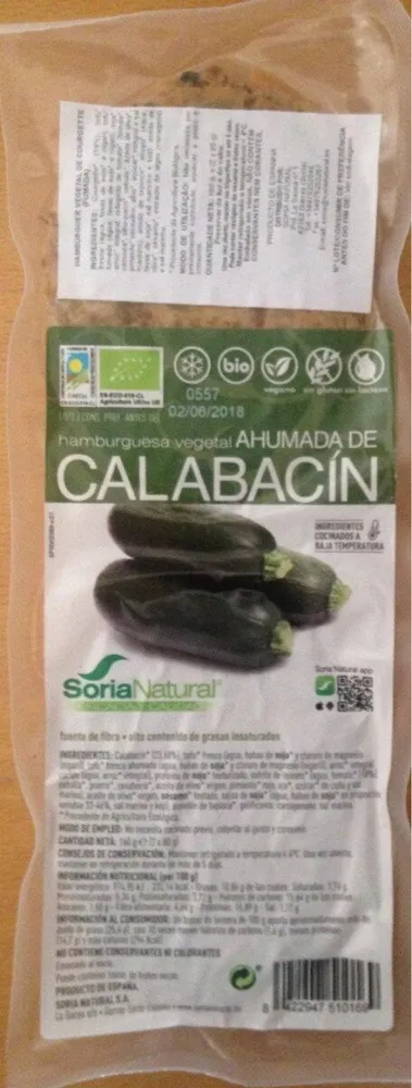 Hamburguesa vegetal ahumada de calabacín