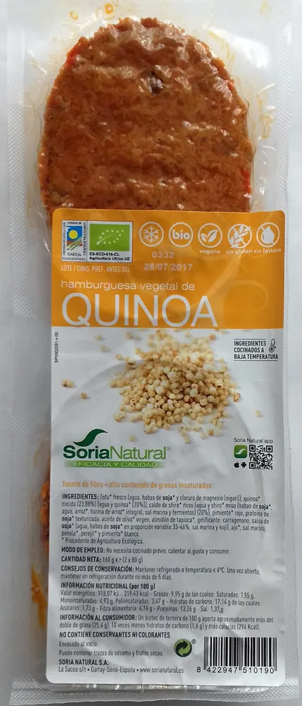 Hamburguesa vegetal de quinoa