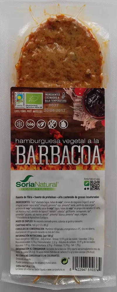 Hamburguesa vegetal a la barbacoa
