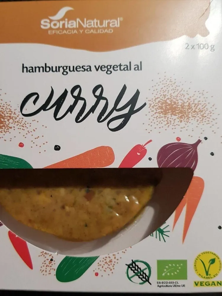 Hamburguesa vegetal al curry