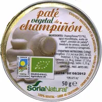 Paté vegetal ecológico con champiñones