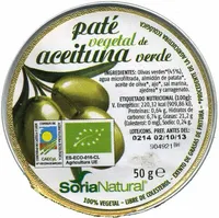 Paté vegetal de aceitunas ecológico