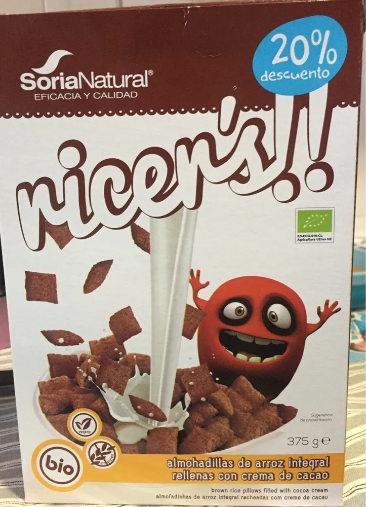 Ricer's!! Almohadillas arroz integral rellenas crema cacao