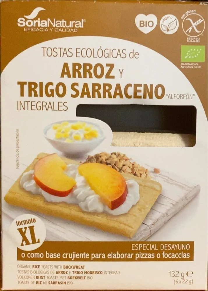 Tostas ecológicas de arroz y trigo sarraceno integrales