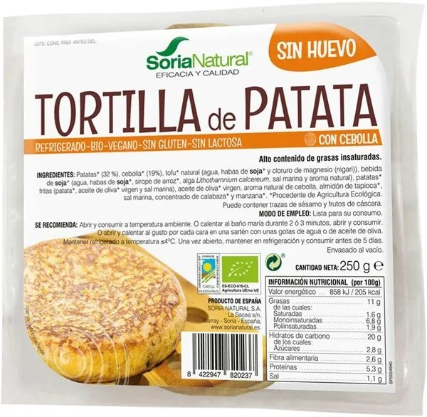 Tortilla de patata sin huevo con cebolla