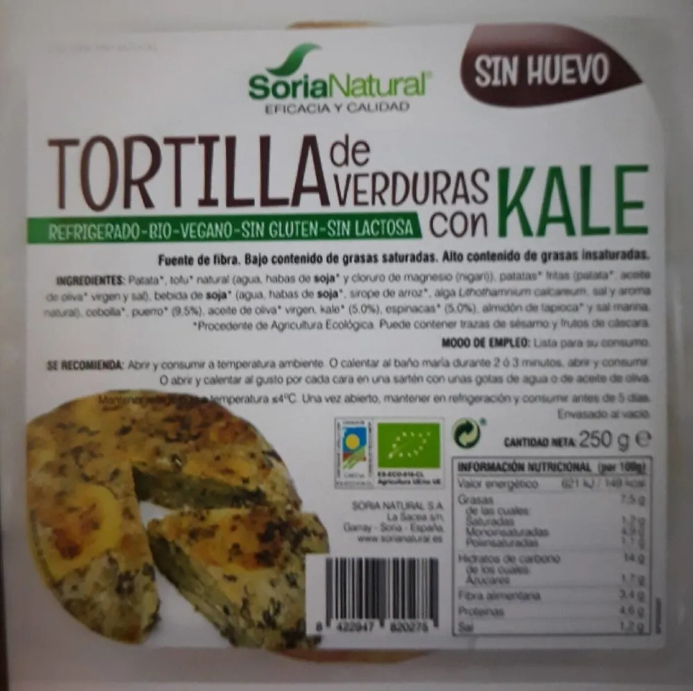 Tortilla de verduras con kale