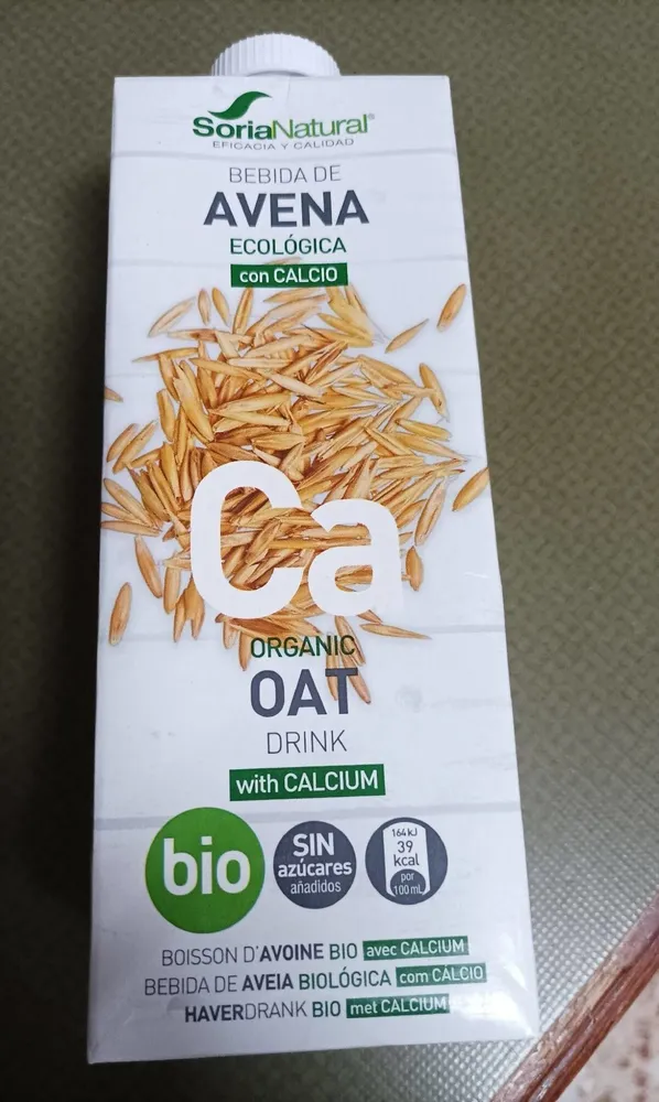 Bebida de avena ecológica con calcio