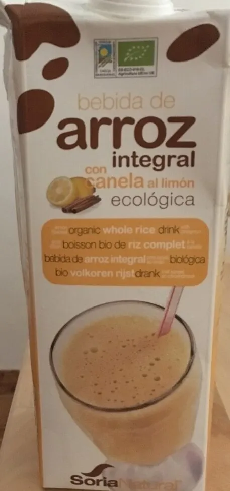 bebida de arroz integral con canela al limón ecológica