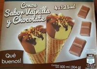 Conos sabor vainilla y chocolate